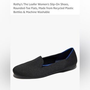 Rothy's Navy and Black Slip-On Loafers with Royal Blue Trim